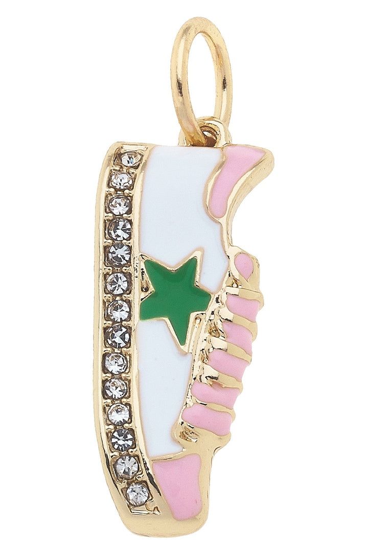 Canvas Style Star Sneaker Charm, White & Light Pink