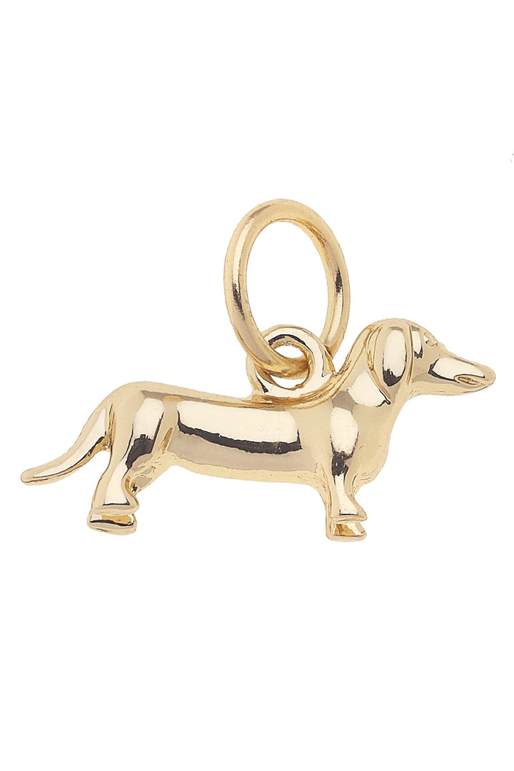 Canvas Style Dachshund Dog Charm, Shiny Gold