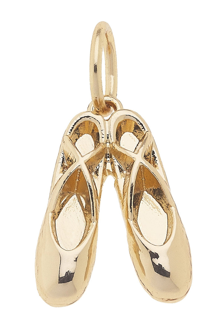 Canvas Style Ballet Slippers Charm, Shiny Gold