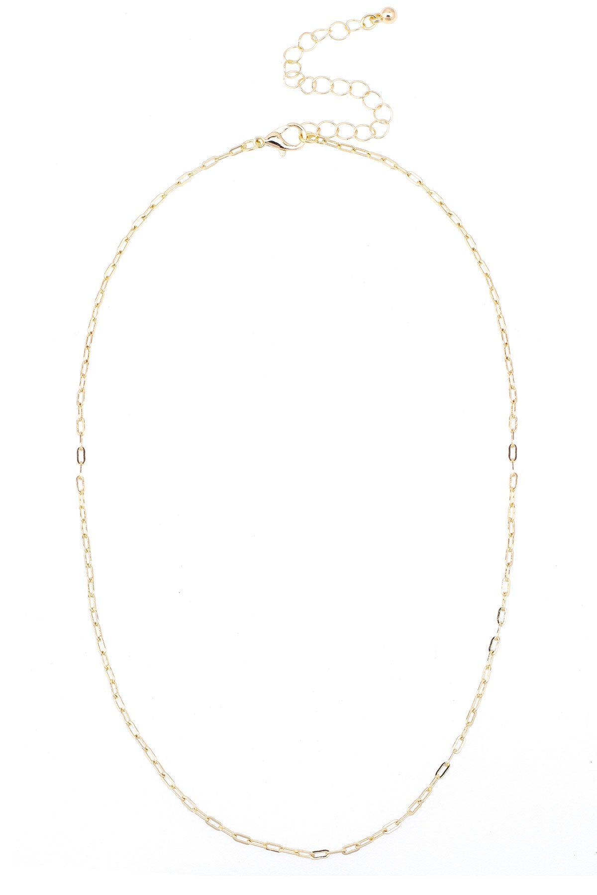 Canvas Style Natalia Micro Paperclip Chain Charm Necklace Base, Shiny Gold