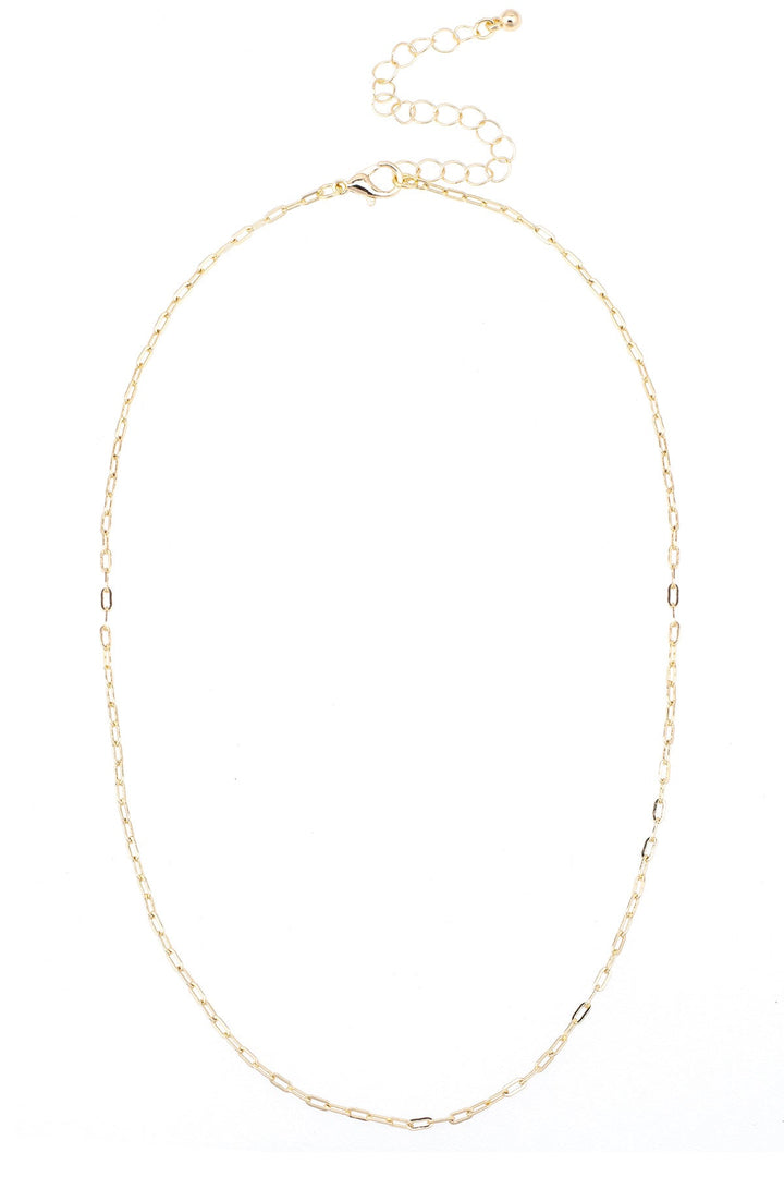 Canvas Style Natalia Micro Paperclip Chain Charm Necklace Base, Shiny Gold