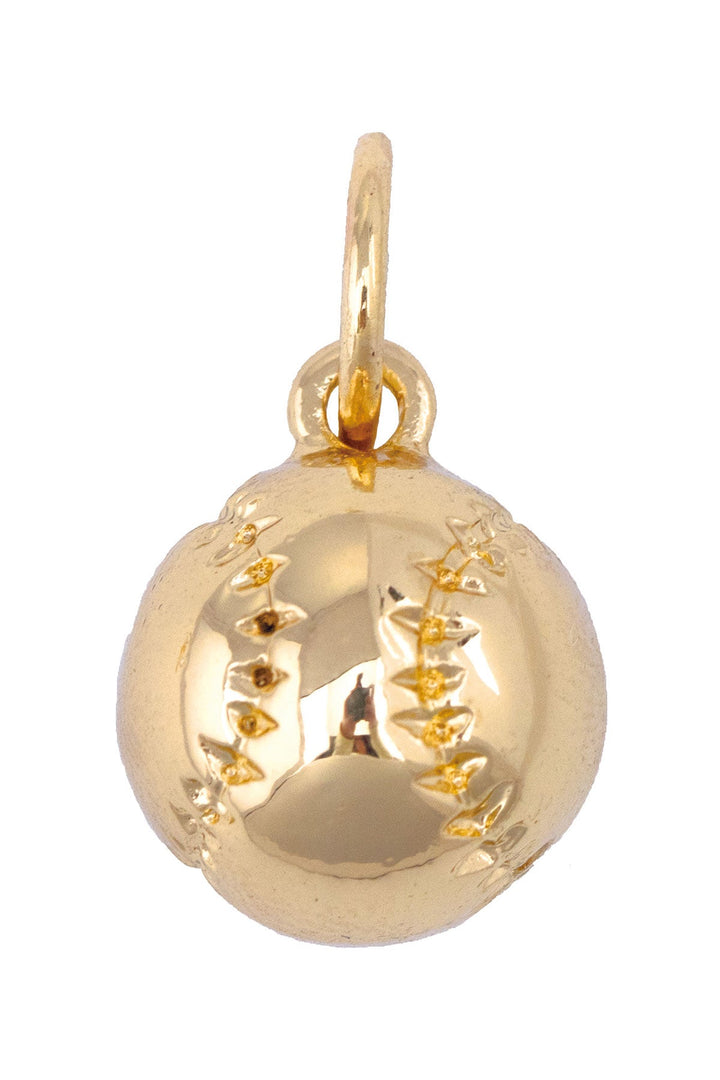 Canvas Style Golden Baseball Charm, Shiny Gold