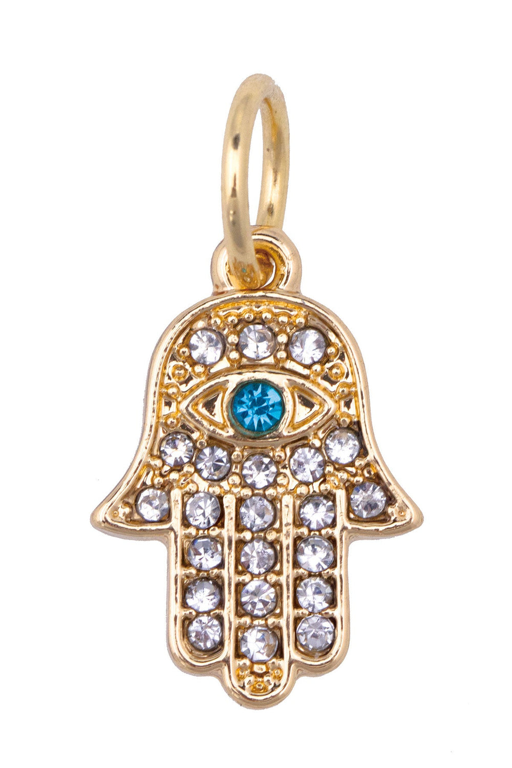 Canvas Style Pave Hamsa Charm, Shiny Gold