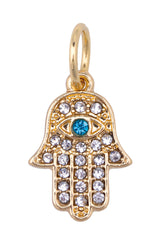 Canvas Style Pave Hamsa Charm, Shiny Gold