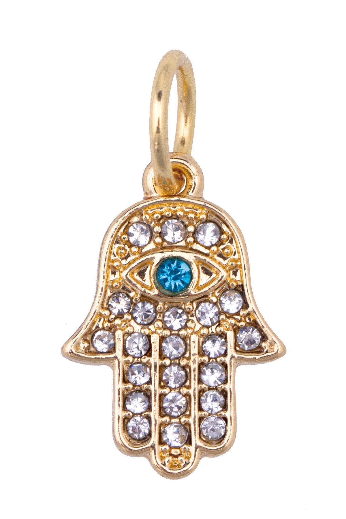 Canvas Style Pave Hamsa Charm, Shiny Gold