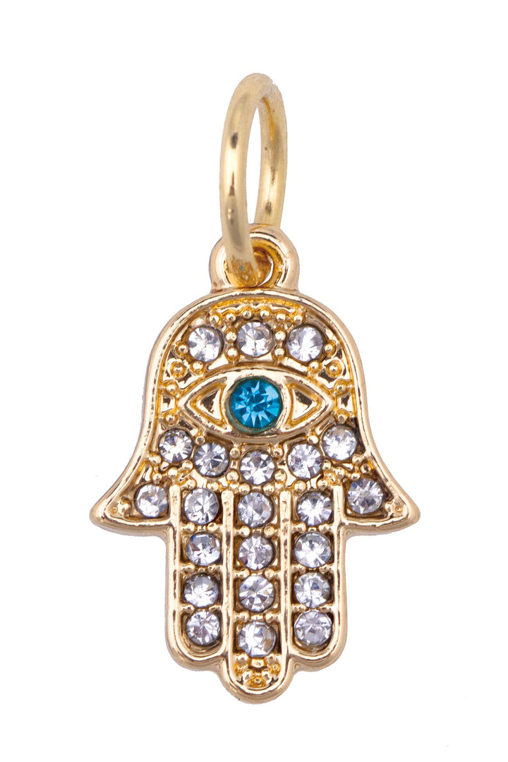 Canvas Style Pave Hamsa Charm, Shiny Gold