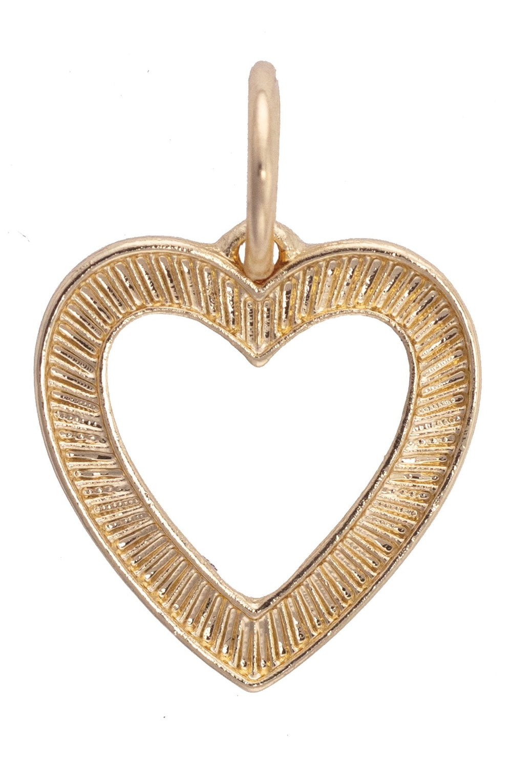 Canvas Style Fluted Open Heart Charm, Shiny Gold