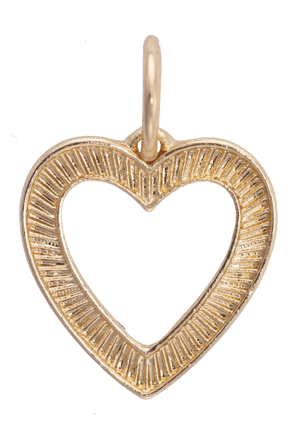 Canvas Style Fluted Open Heart Charm, Shiny Gold