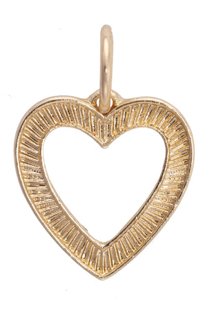 Canvas Style Fluted Open Heart Charm, Shiny Gold
