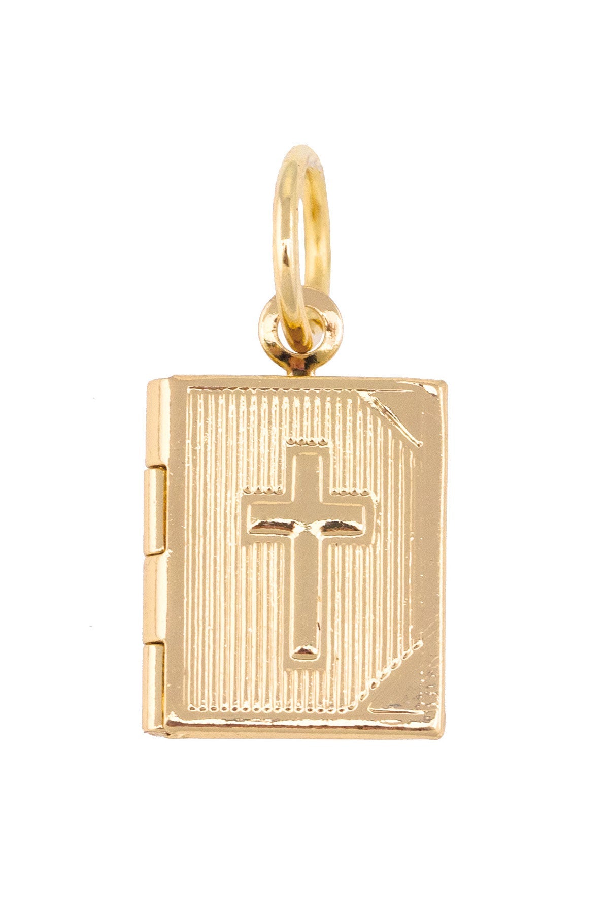 Canvas Style Holy Bible Locket Charm, Shiny Gold