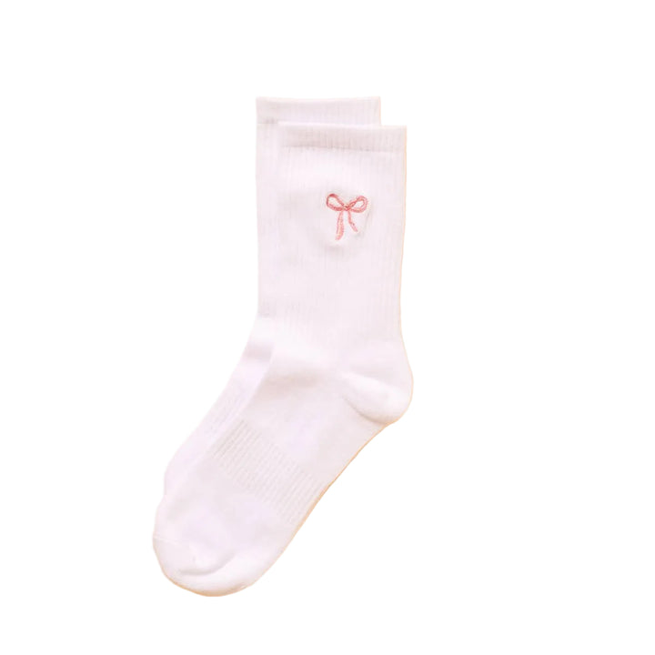 Embroidered Bow Crew Sock