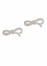 Theia Bella Crystal Bow Stud Earings, White Gold