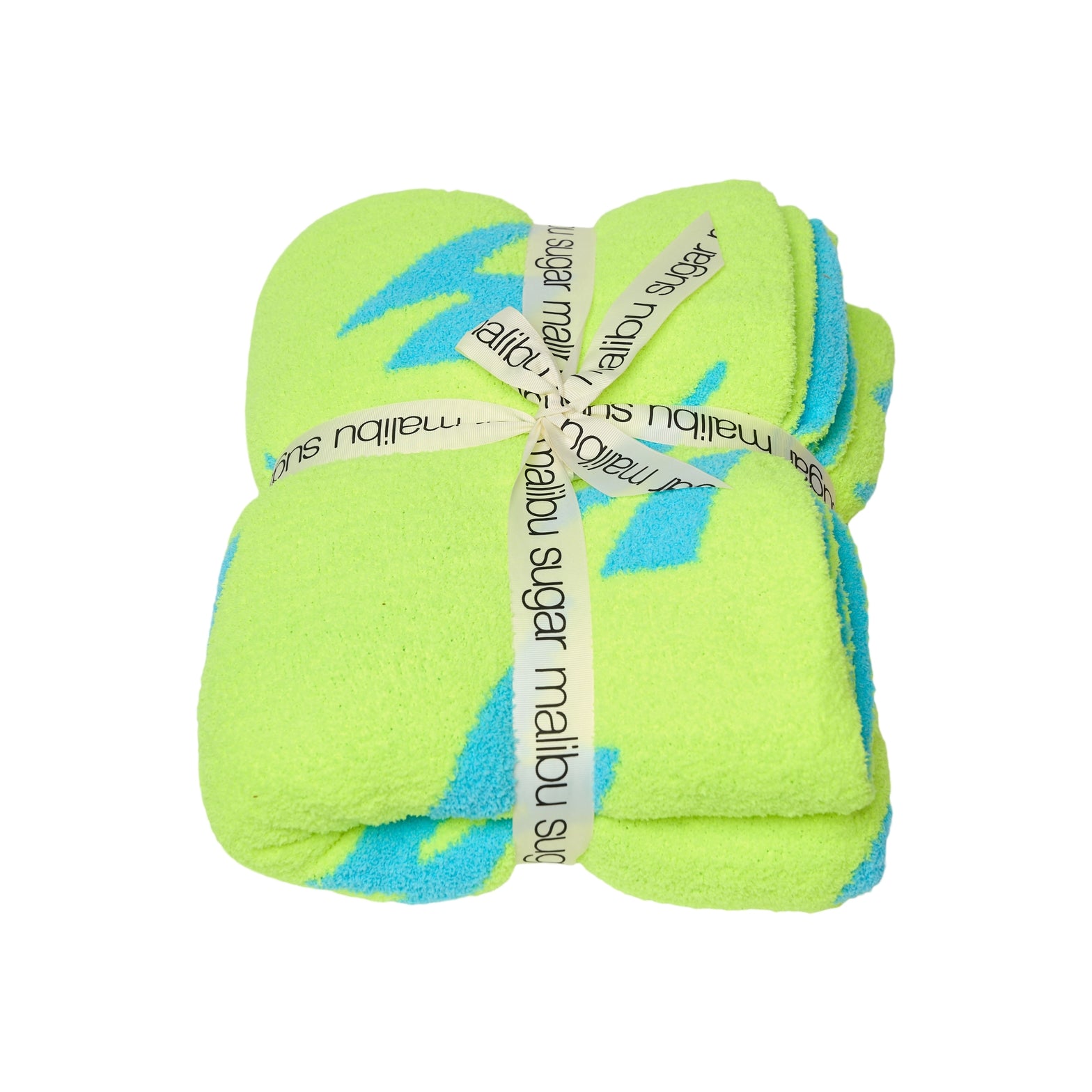 Malibu Sugar Smiley Face & Lightning Reversible Plush Throw Blankets