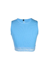 fbz Neon Blue Tank with Lace Trim