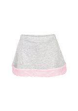 fbz Light Misty Grey Ribbed Skort with Pink Renda Lace Trim