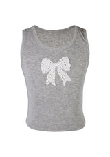 fbz Eyelet Bow and Grey Tank Top