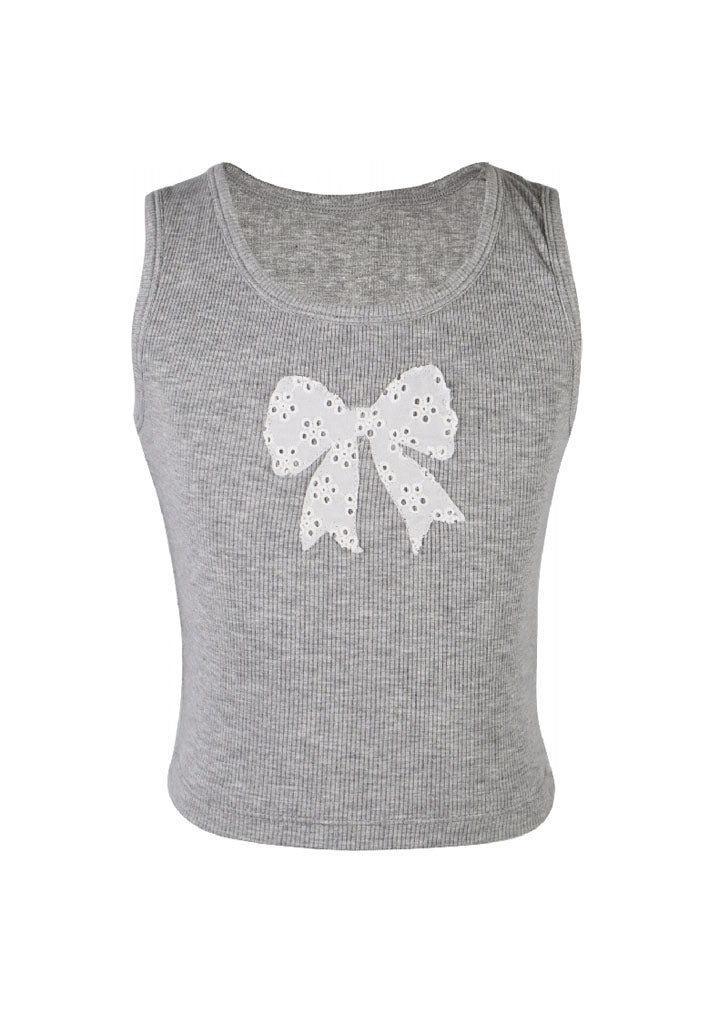 fbz Eyelet Bow and Grey Tank Top