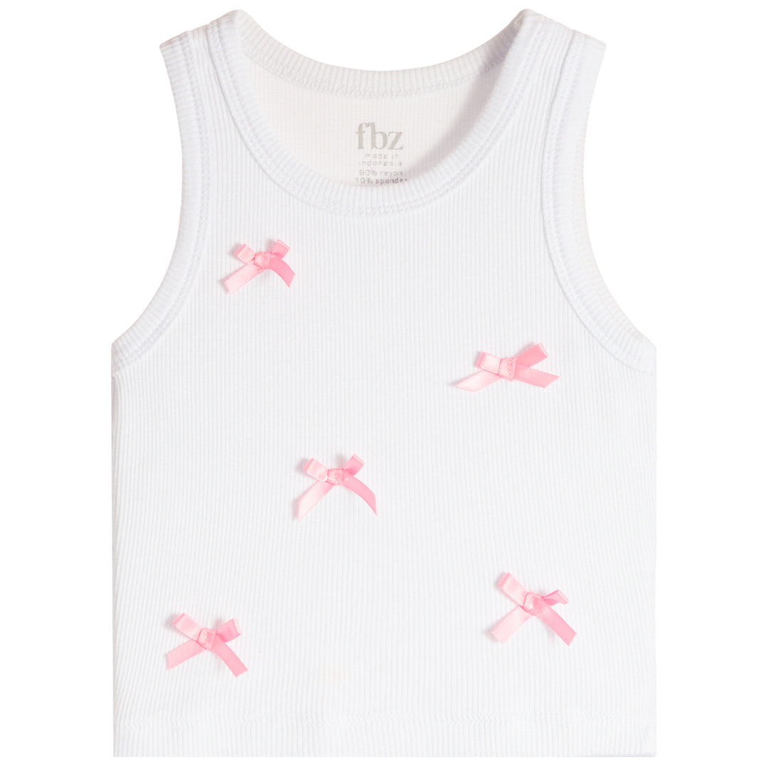 fbz Pink Bows Ribbed Tank