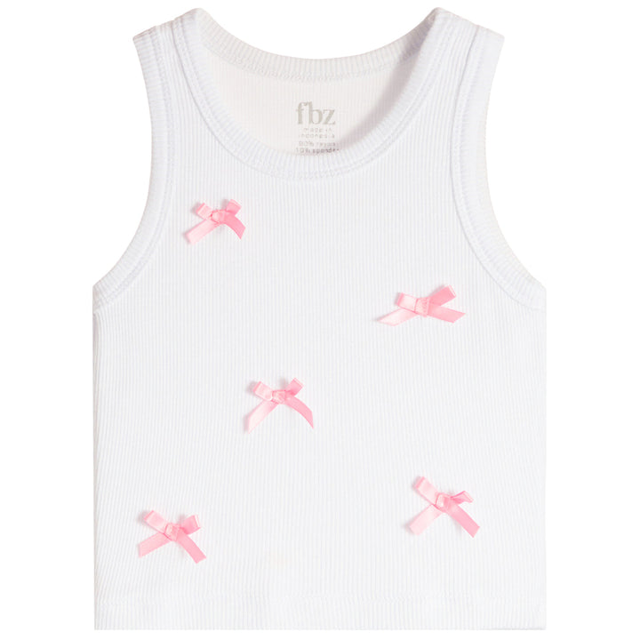 fbz Pink Bows Ribbed Tank