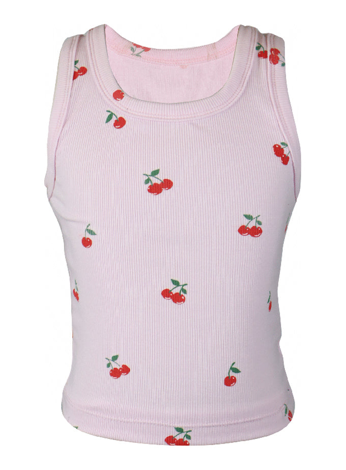 fbz Light Pink Tank with Red Cherries