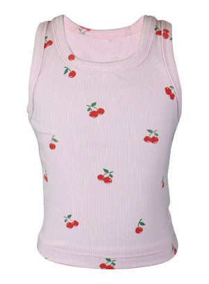 fbz Light Pink Tank with Red Cherries