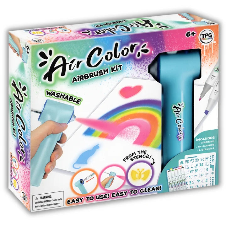 Air Color Airbrush Kit, Includes 10 Dual-Tip Markers & Stencils
