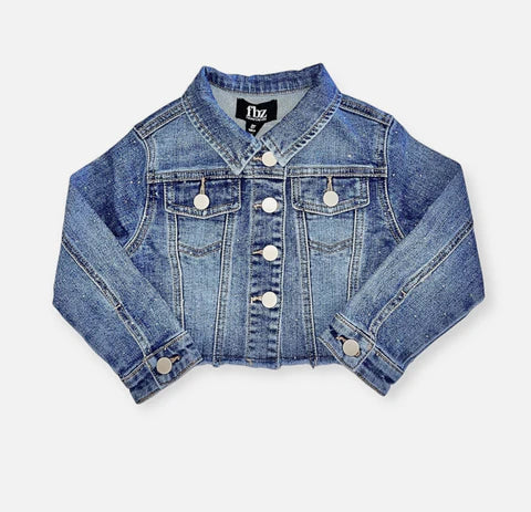 fbz Studded Rhinestone Denim Jean Jacket