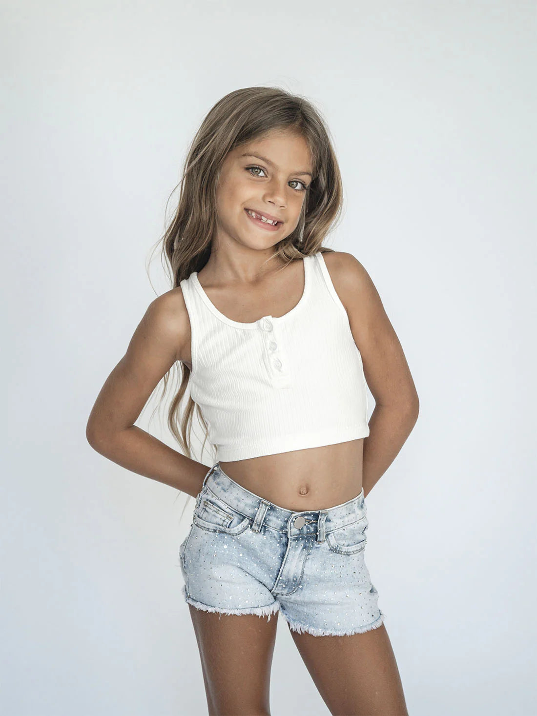 fbz Studded Rhinestone Jean Shorts