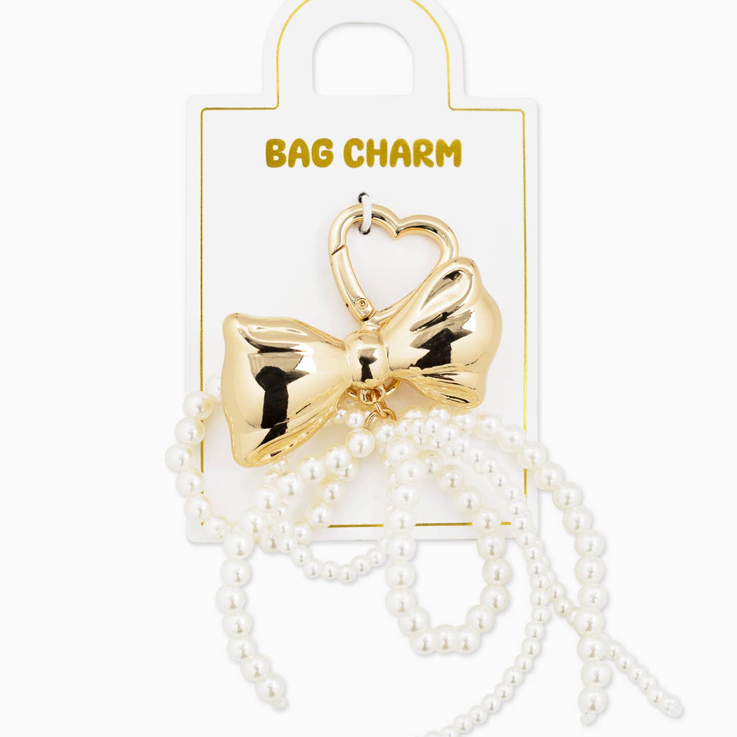 Chunky Pearl Double Bow Bag Charm Keychain