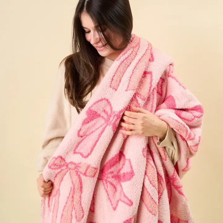 Cozy Dreams Luxe Blanket, Blushing Bows Pink