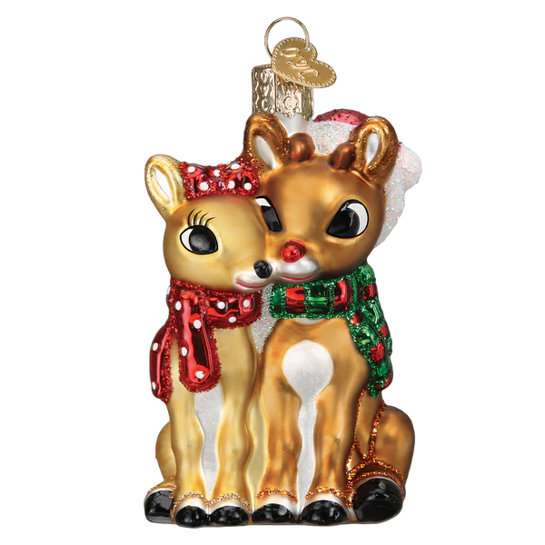 Old World Christmas Rudolph and Clarice Glass Blown Ornament