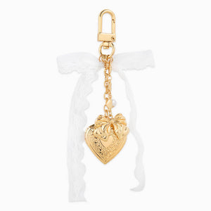 Lace Bow Heart Locket Bag Charm