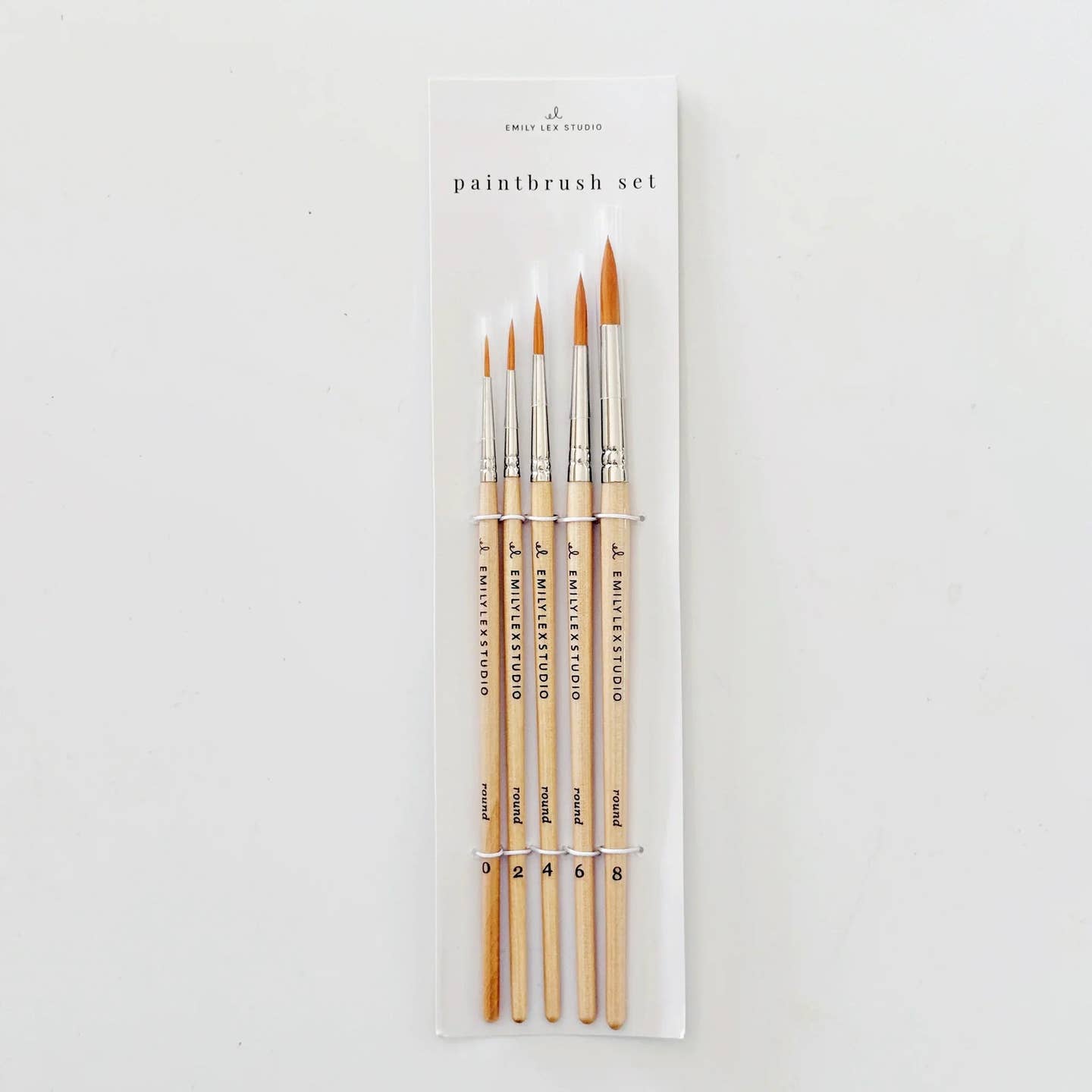Emily Lex Studio Watercolor Paintbrush, Set of five wood brushes