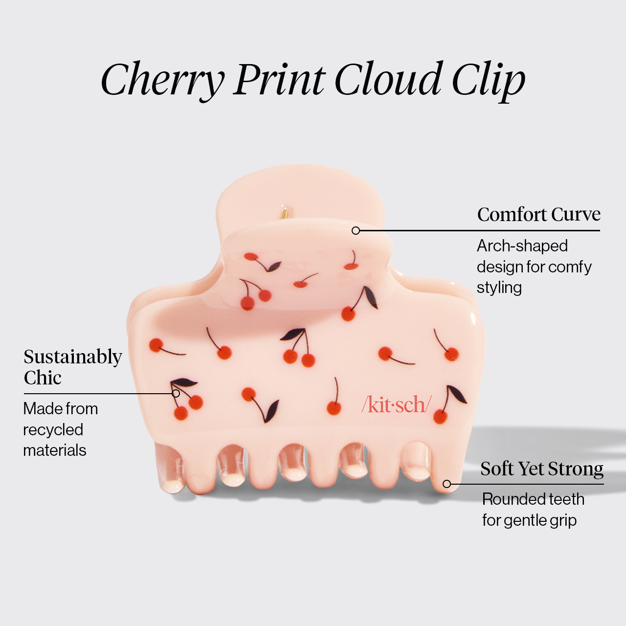 kitsch Recycled Plastic Medium Cloud Clip - Cherry Print