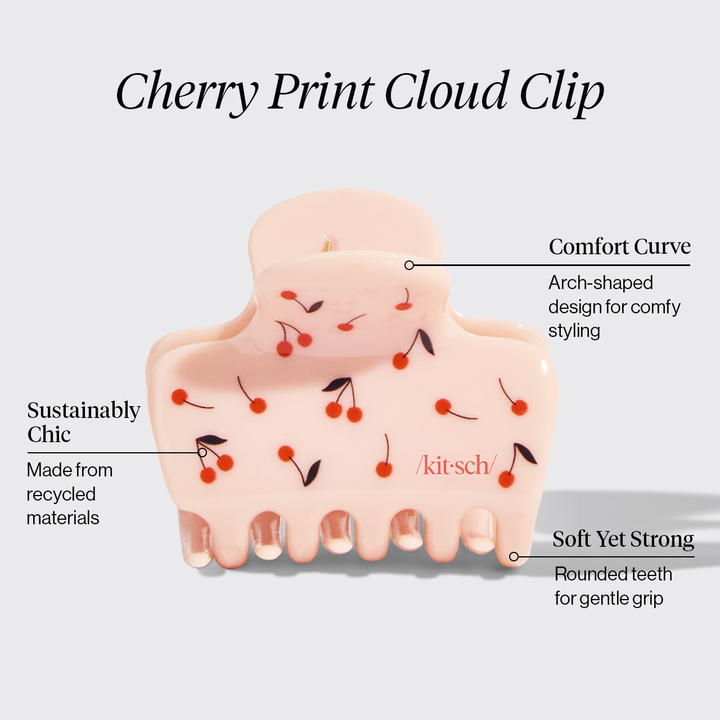 kitsch Recycled Plastic Medium Cloud Clip - Cherry Print