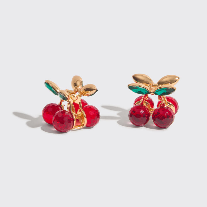 kitsch Mini Rhinestone Claw Clips 2pc Set - Cherry