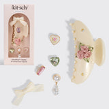 Kitsch Curved Claw Clip 7pc Set Vintage Pearlized Cream