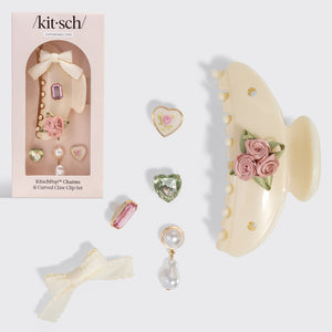 Kitsch Curved Claw Clip 7pc Set Vintage Pearlized Cream