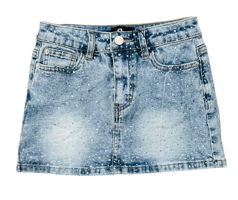fbz Studded Rhinestone Jean Skirt