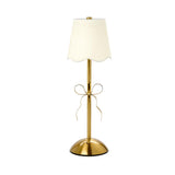 Gold Bow Side Table Lamp that is LED, portable and Cordless