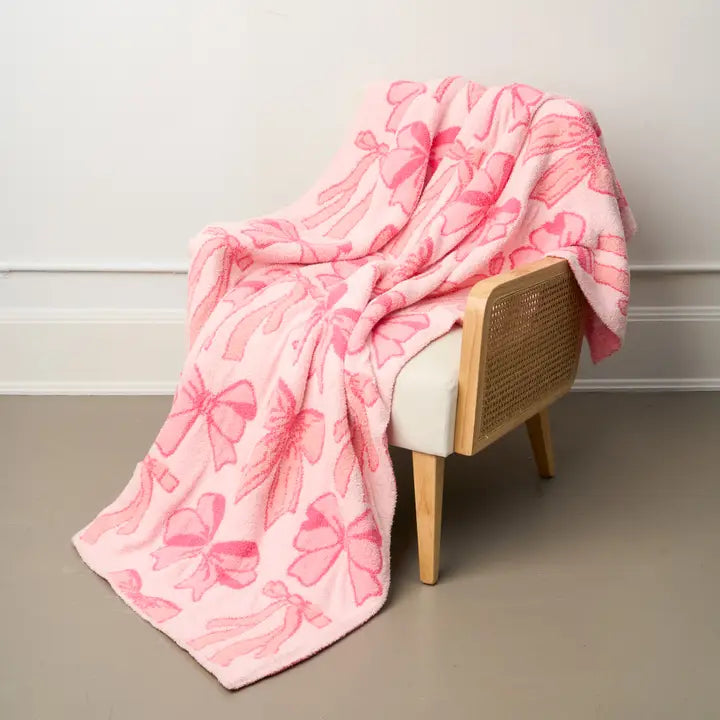 Cozy Dreams Luxe Blanket, Blushing Bows Pink