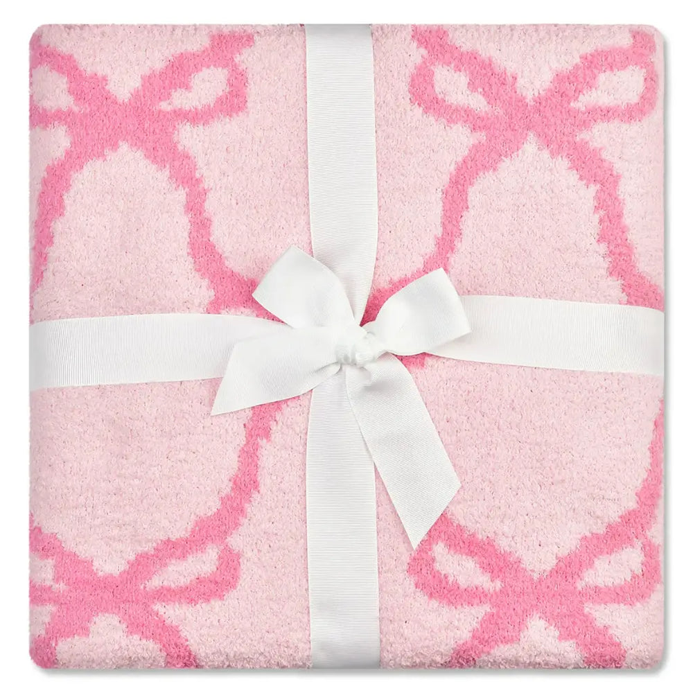 Iscream Sweet Trellis Bow Cozy Knit Blanket