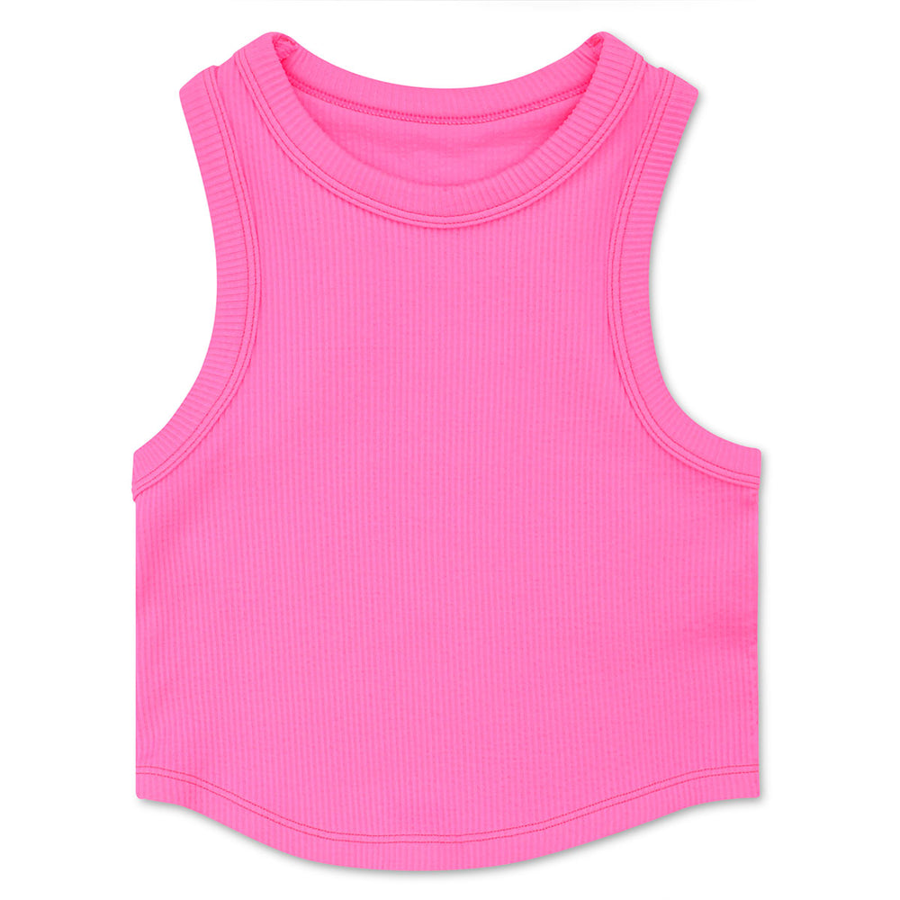 Iscream Bright Pink Cropped Racer Back Tank Top