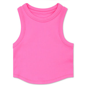 Iscream Bright Pink Cropped Racer Back Tank Top