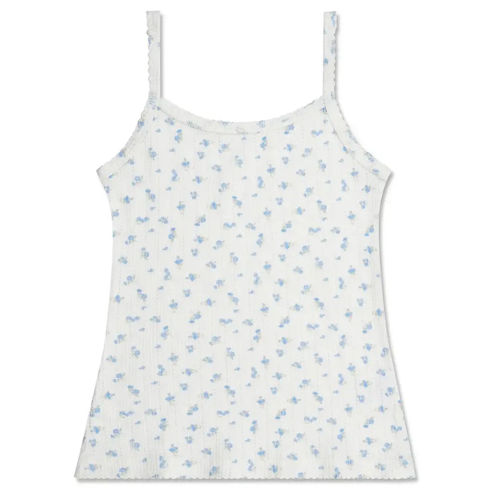 Iscream Blue Floral Pointelle Tank And Short Set
