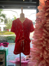 KatieJ Lynn Tween Shorts Lounge Set, Christmas 25 Pattern