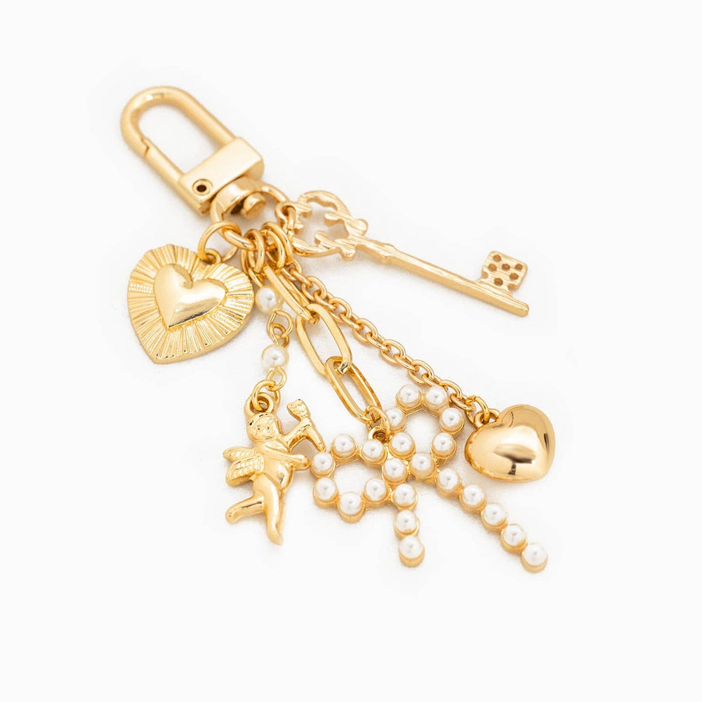 Multi Line Pearl Bow Baroque Bag Charm