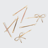 kitsch Metal Enamel Cloud & Bow Bobby Pins 8pc Set - Rosewood