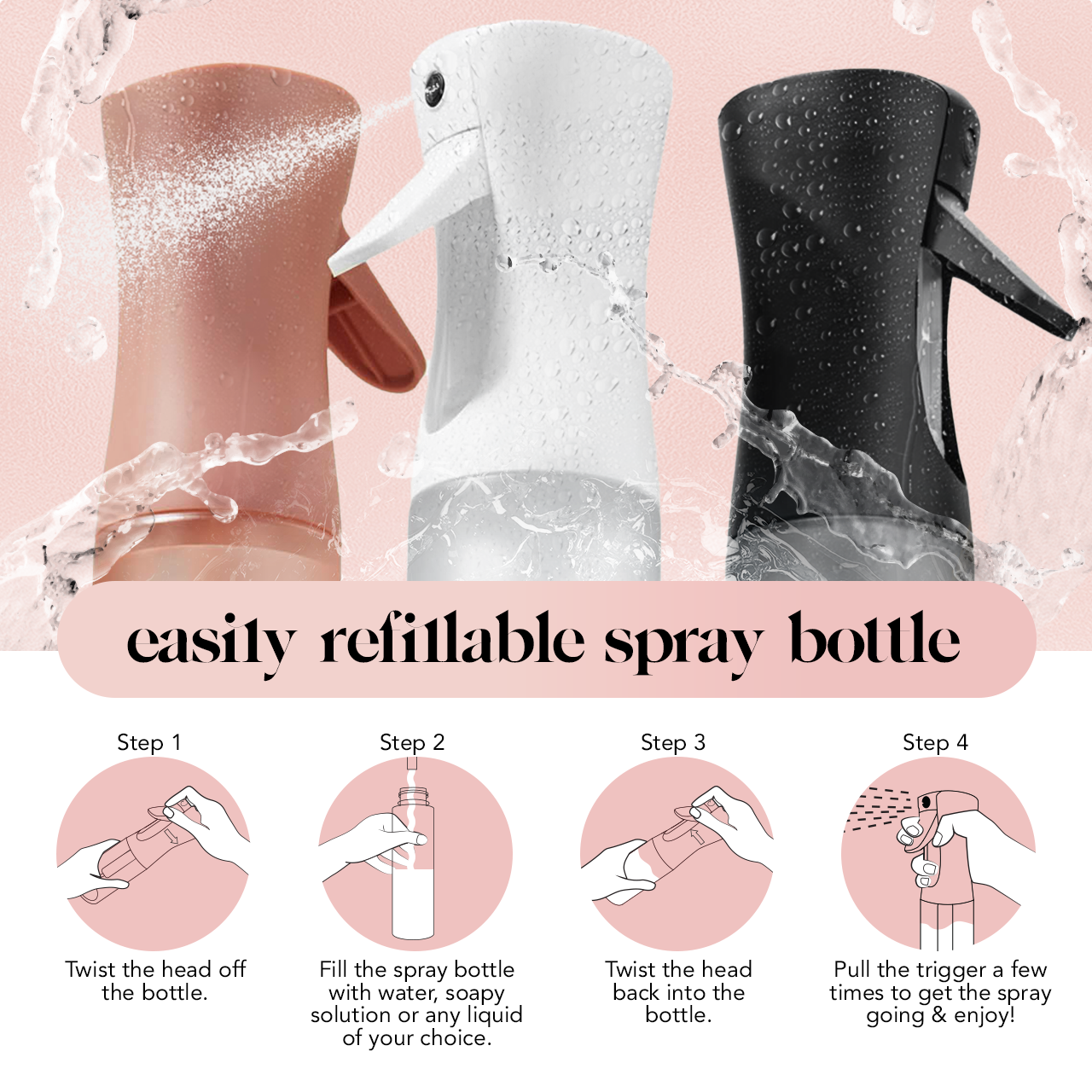 kitsch Recycled Plastic Continuous Spray Bottle
