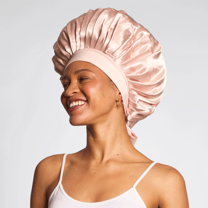 kitsch Adjustable Oversized Satin Bonnet- Blush